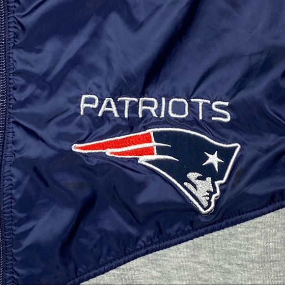 NFL Men’s New England Patriots Pullover Windbreaker Jacket M Gray Blue Full Zip - Picture 5 of 14